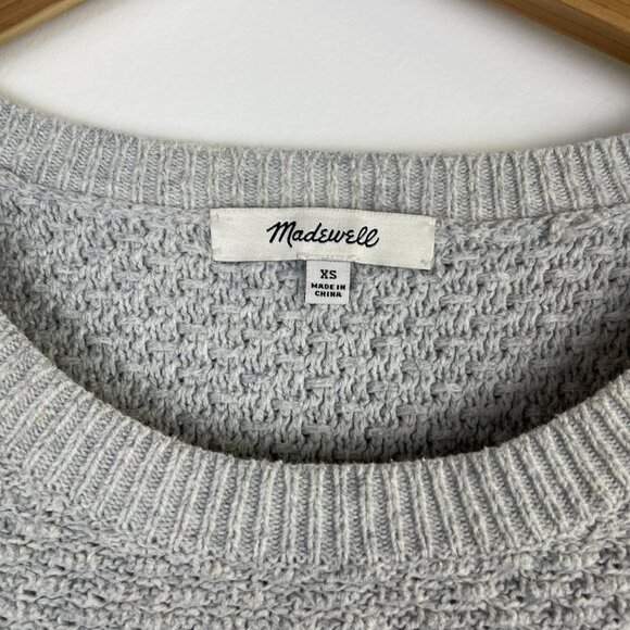 Madewell XS Landmark Textured Sweater Crewneck Side Zipper Pullover Gray - Picture 4 of 6